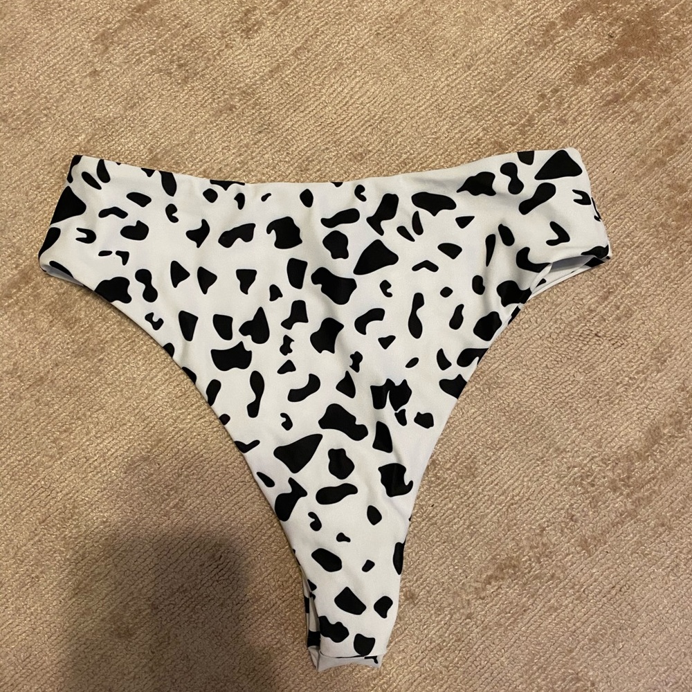 High waisted cow print bikini bottoms